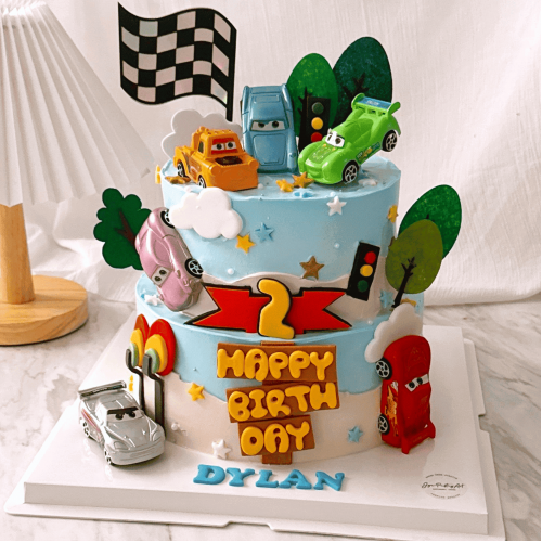 2 Tier - Lighting McQueen 6" + 8"